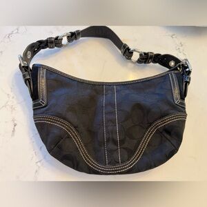 Coach Black Leather Bag with White Stitching